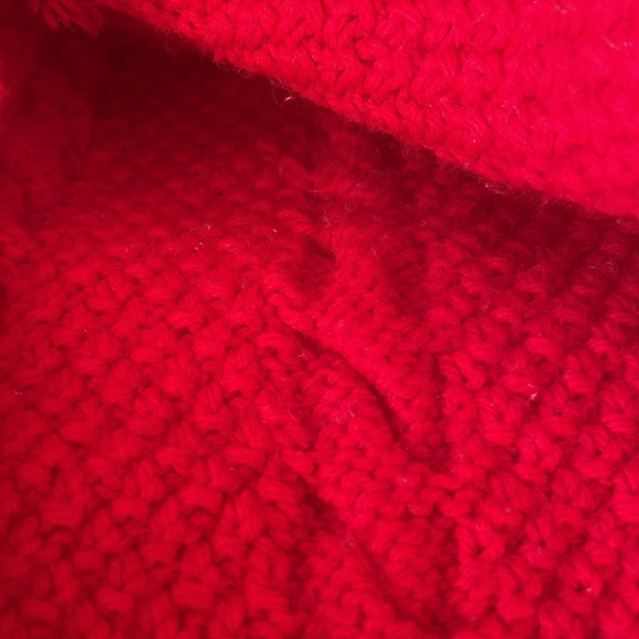 Handmade chunky cable knit red cardigan sweater handcrafted women’s size M men S - Picture 6 of 6